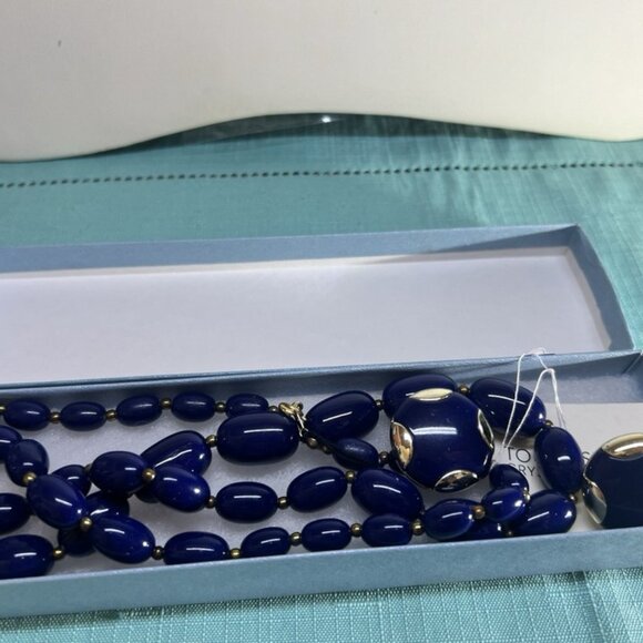 Vintage 1930s,Woman,Necklace+Polka Dot Earrings Style Blue Glass Bead.! - Picture 8 of 11